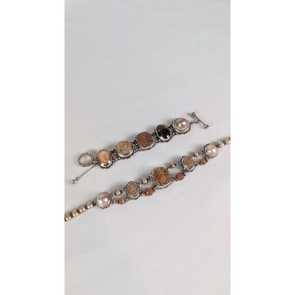 Stephen Dweck Vintage Necklace Bracelet Sterling Silver Carved Gemstone Estate - Picture 7 of 16